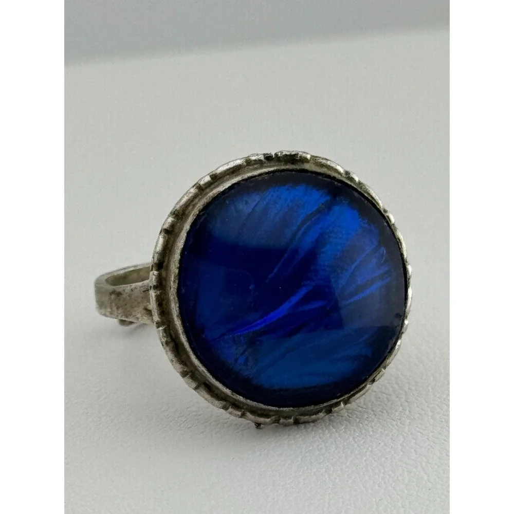 Vintage Silver Tone Butterfly Wing Adjustable Ring AS IS‎